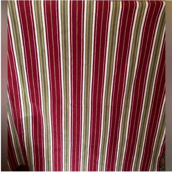 Woolrich Cotton Blend Warm Striped Maroon Tan and White Throw Blanket 54" x 58" - Picture 5 of 5